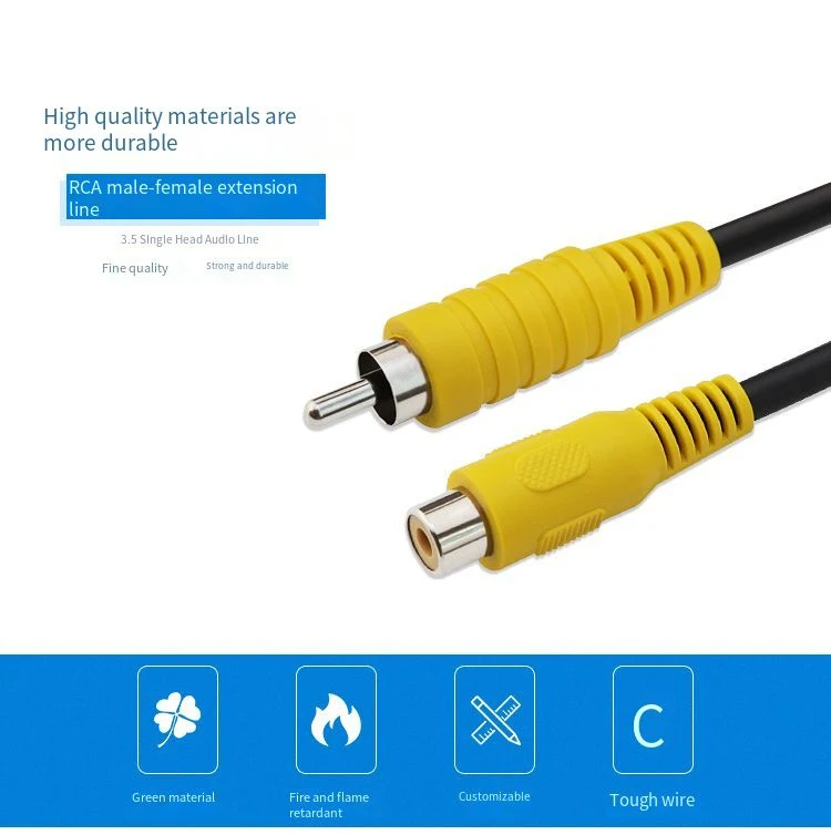 Gold-Plated RCA Male to Female Audio Cable AV Video Coaxial Cable Suitable for Audio